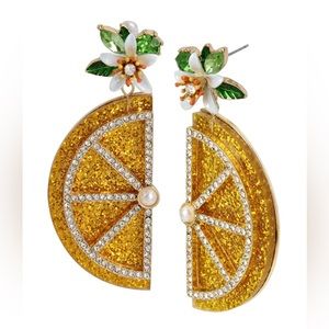 ✨NWT✨ Betsey Johnson LEMON DROP SLICE STATEMENT EARRINGS YELLOW